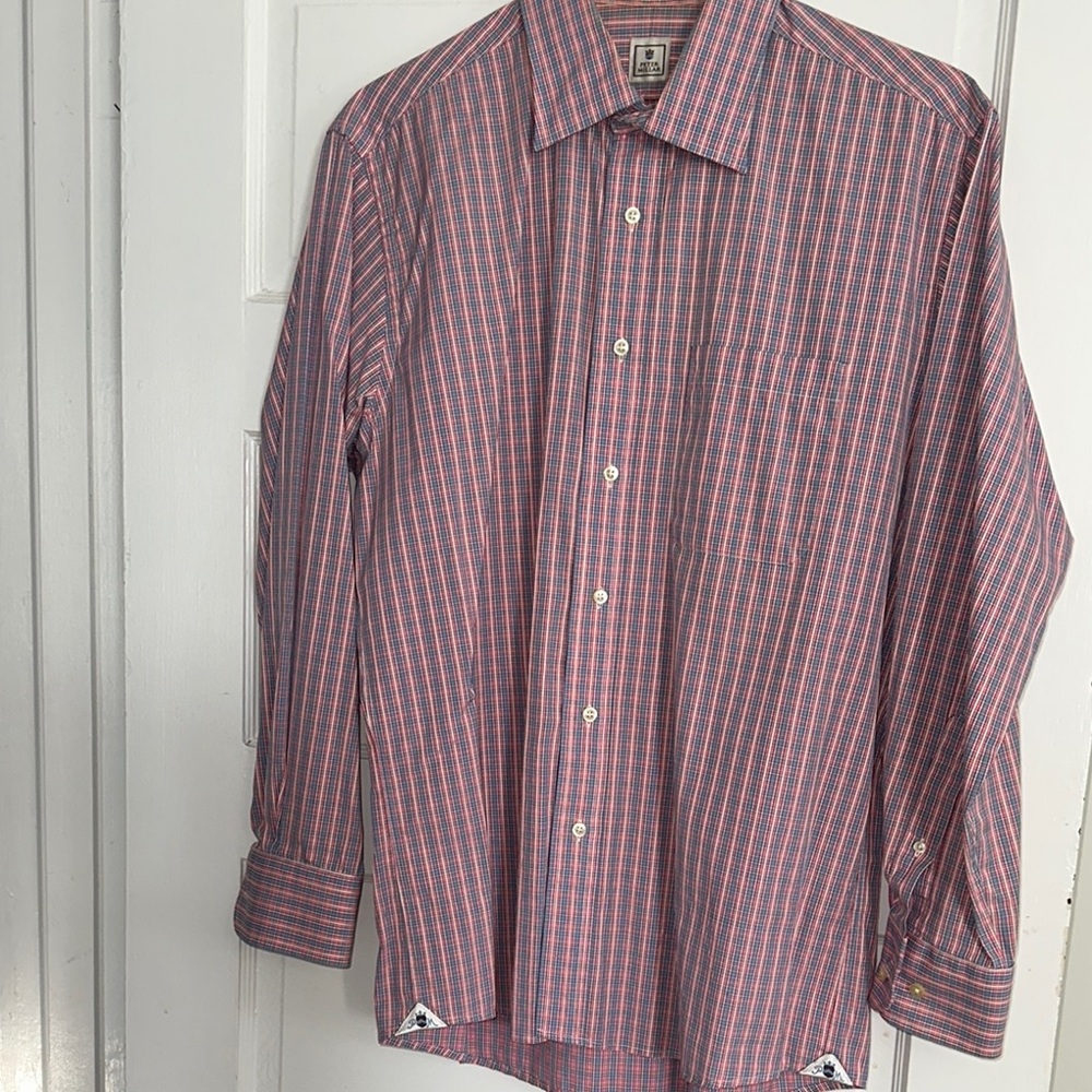 Peter Millar Red and Blue Casual Button Down Shirt